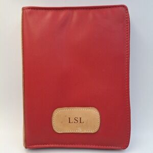 Jon Hart Design Red Coated Canvas 9" Zippered 3-Ring Binder LSL Monogram